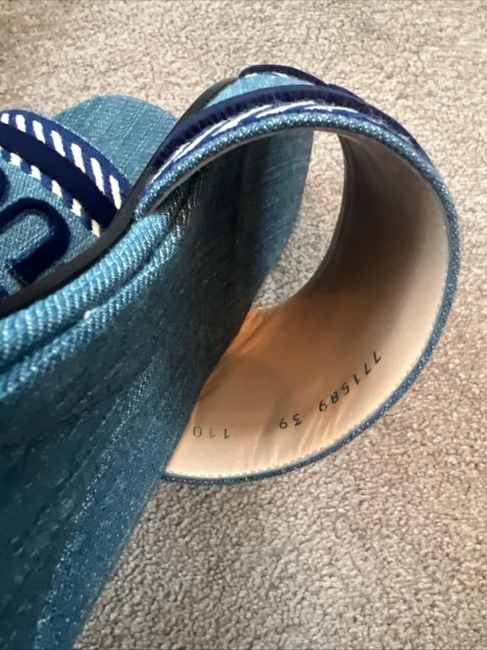 Gucci Denim Logo Slide Sandals in Light Blue and Navy - Picture 13 of 16